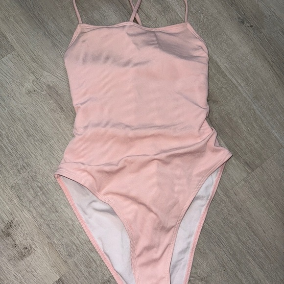 SHEIN Other - SHEIN Pink Ribbed One-Piece Swimsuit